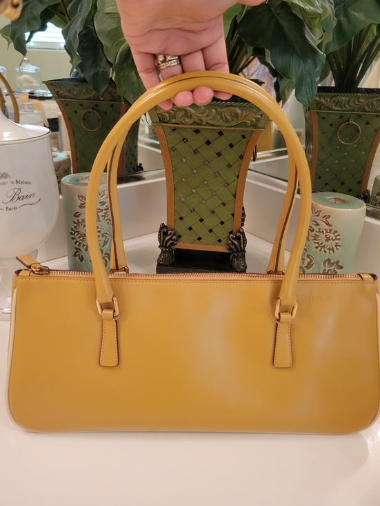 Prada Handbags - Prada Mustard Yellow Leather Handbag